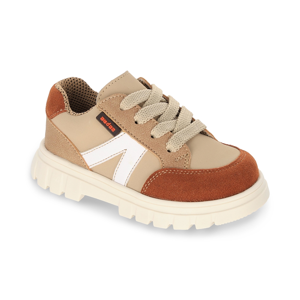 Zapato Casual Para Niño Audaz Color Beige 153002-l Con Agujeta Elastica