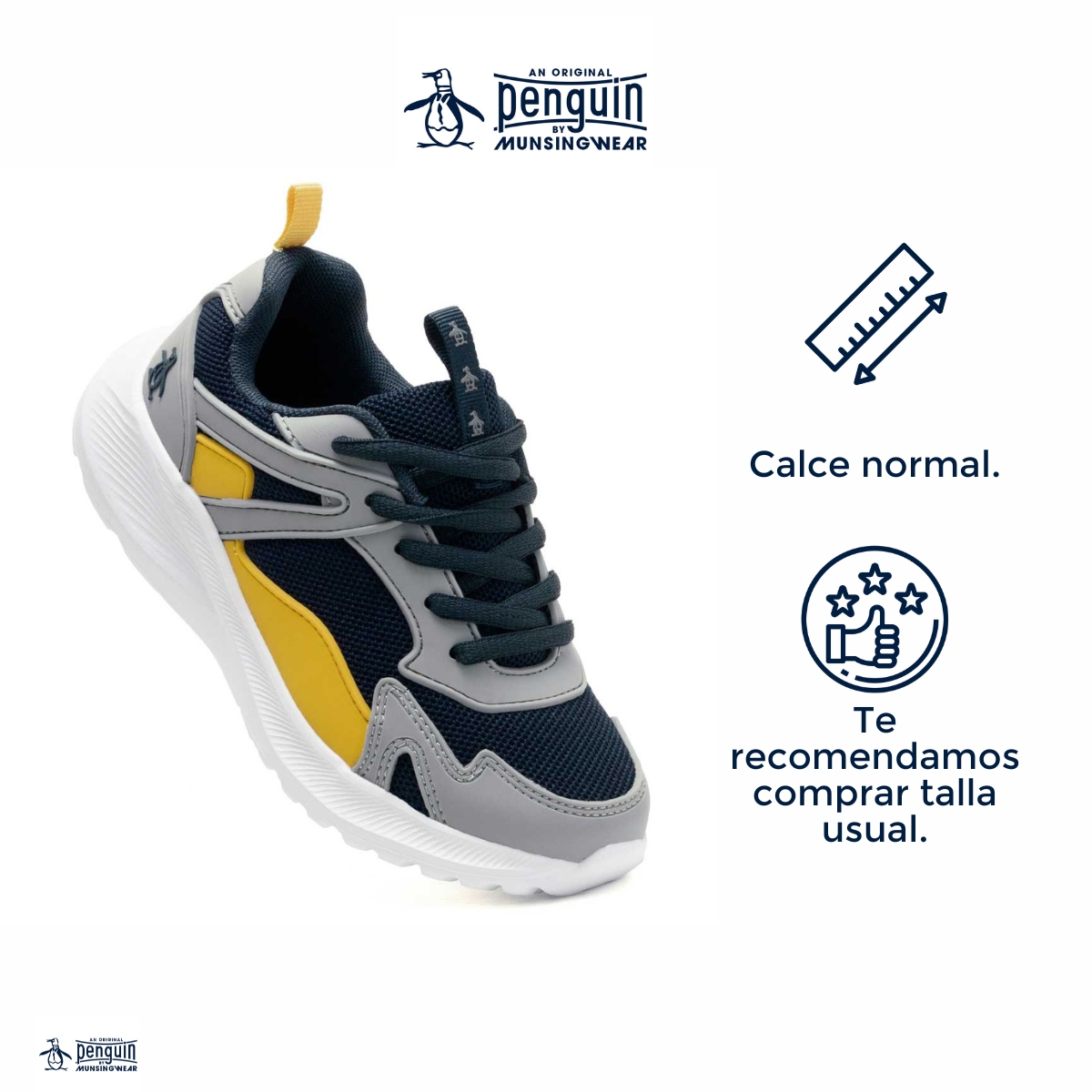 Foto 5 pulgar | Tenis Deportivo Original Penguin Style Billie Gris Para Niño