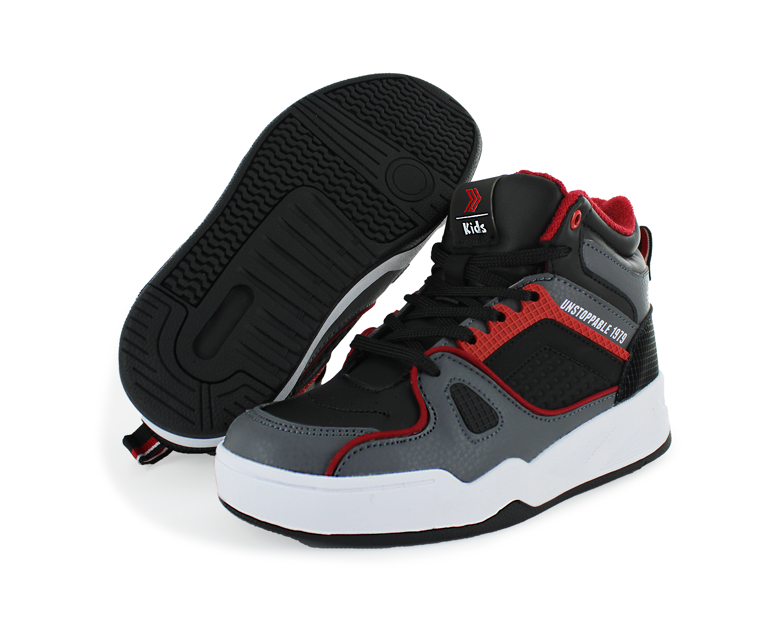 Foto 2 pulgar | Tenis Casual Negro Gris Rojo Infantil Koeno Re Newk