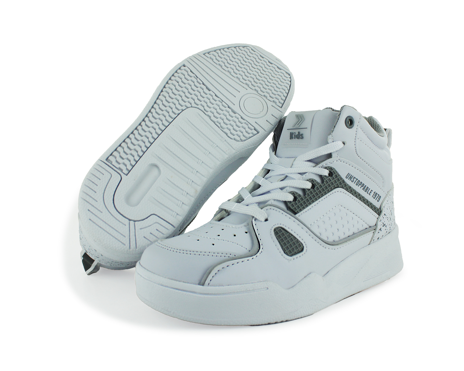 Foto 2 pulgar | Tenis Casual Blanco Gris Infantil Koeno Re Newk