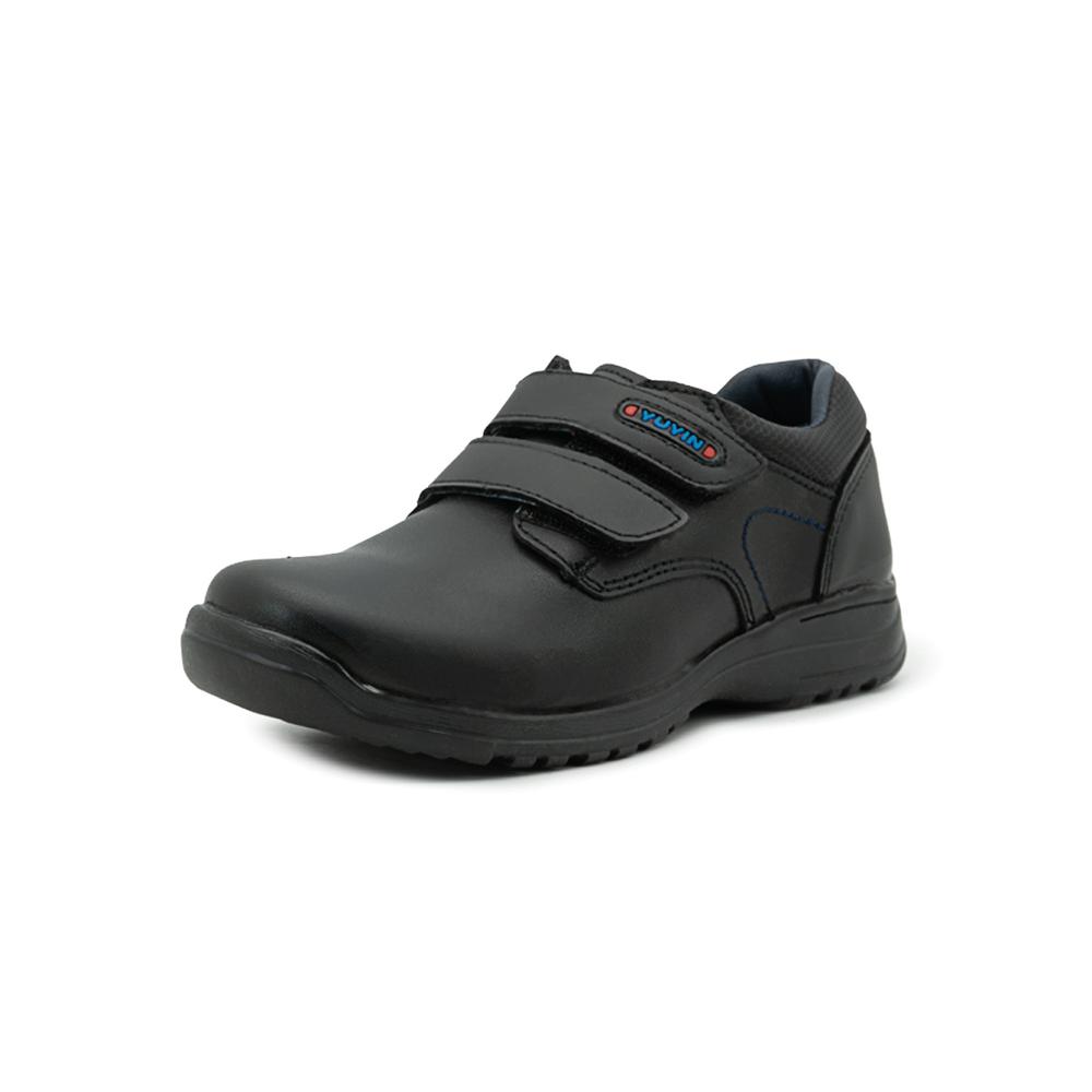 Foto 4 pulgar | Zapato Escolar Yuyin Para Niño Piel Con Ajuste Velcro Negro Negro