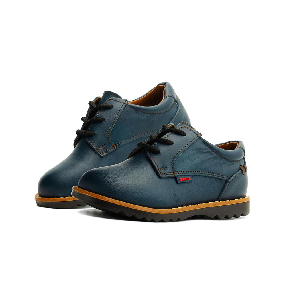Zapato Casual Bostoniano Marino Derby Piel Audaz Niño 13-18 Azul