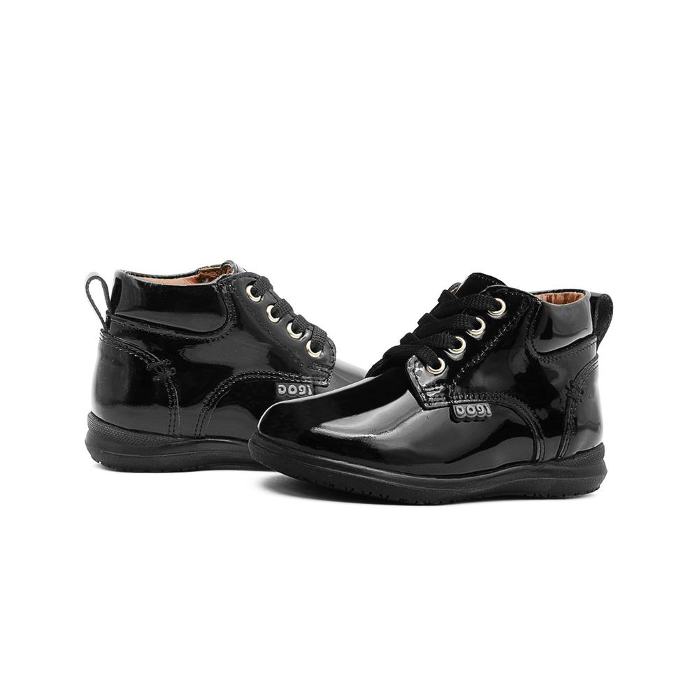 Foto 3 pulgar | Zapato Bota Escolar Para Niño Dogi Charol Negro Soporte Arco Negro
