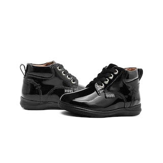 Foto 2 | Zapato Bota Escolar Para Niño Dogi Charol Negro Soporte Arco Negro