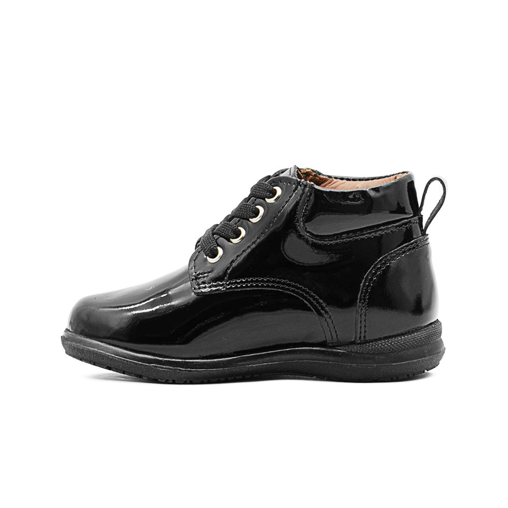 Foto 6 pulgar | Zapato Bota Escolar Para Niño Dogi Charol Negro Soporte Arco Negro