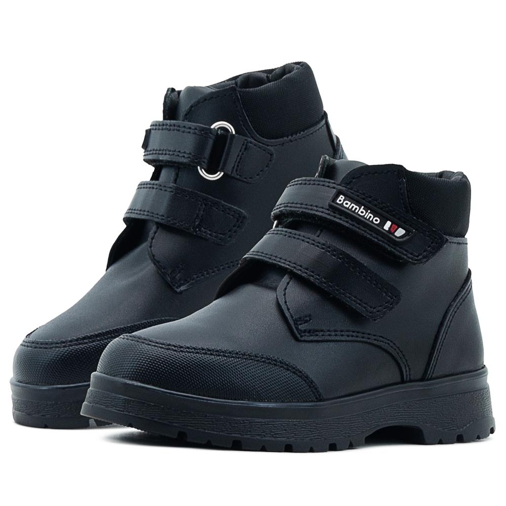 Zapato Escolar Para Niño Bota Velcro Antiderrapante Negro