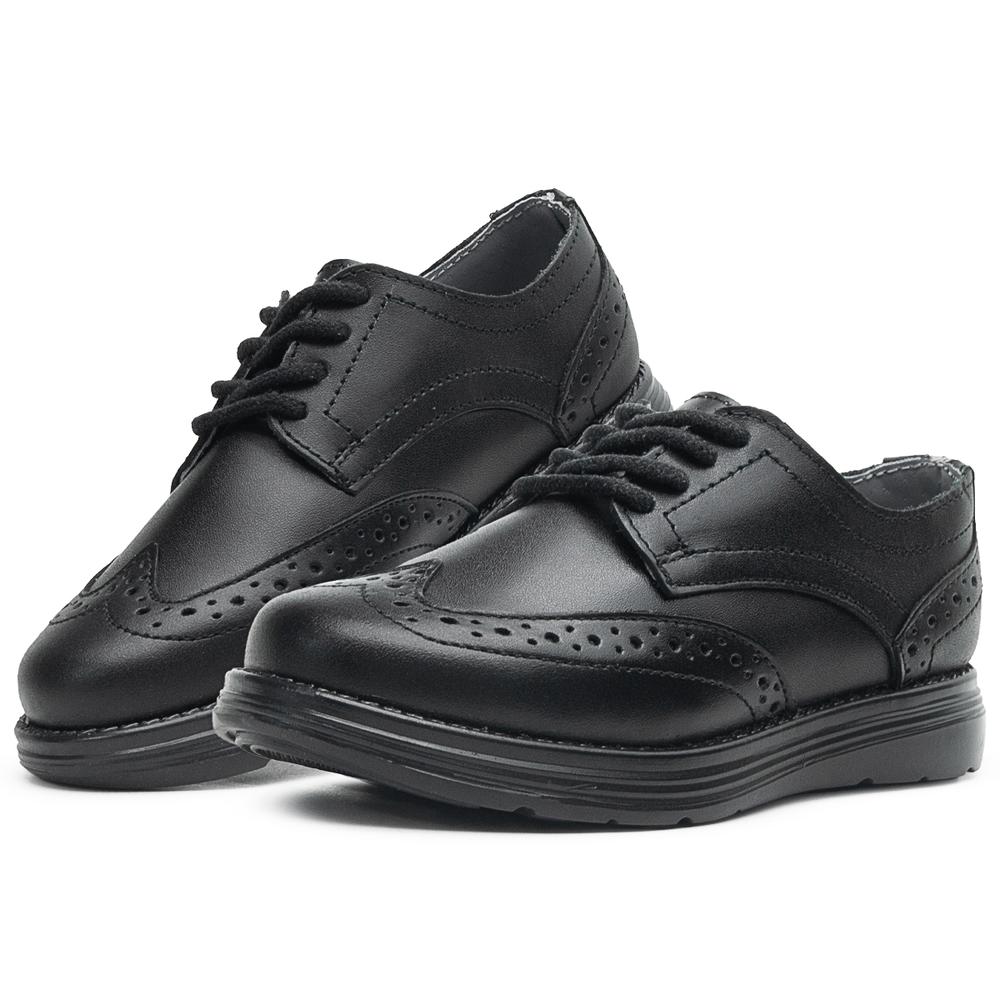 Foto 2 pulgar | Zapato Escolar Bostoniano Comodos Piel Para Niño Negro