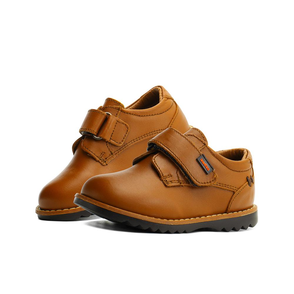 Foto 2 pulgar | Zapato Derby Piel Audaz Niño En Color Miel Ajuste De Velcro Beige