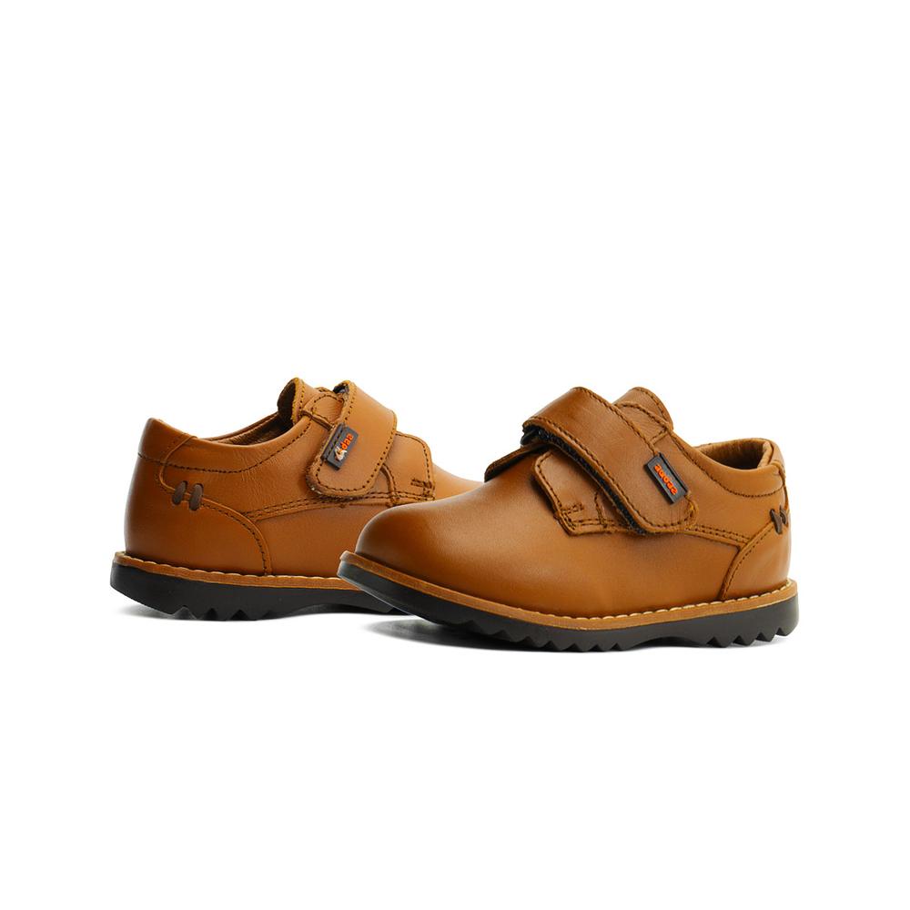 Foto 2 | Zapato Derby Piel Audaz Niño En Color Miel Ajuste De Velcro Beige