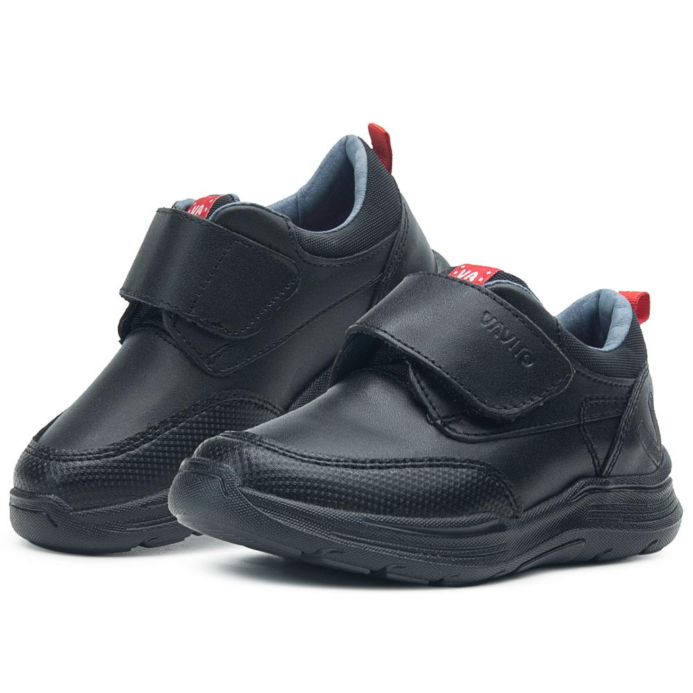 Foto 1 | Zapato Niño Escolar Piel Negro Vavito Velcro Antiderrapante Negro
