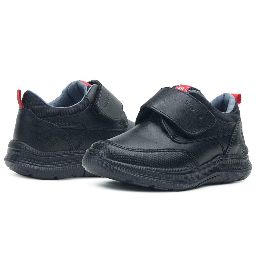 Foto 3 pulgar | Zapato Niño Escolar Piel Negro Vavito Velcro Antiderrapante Negro