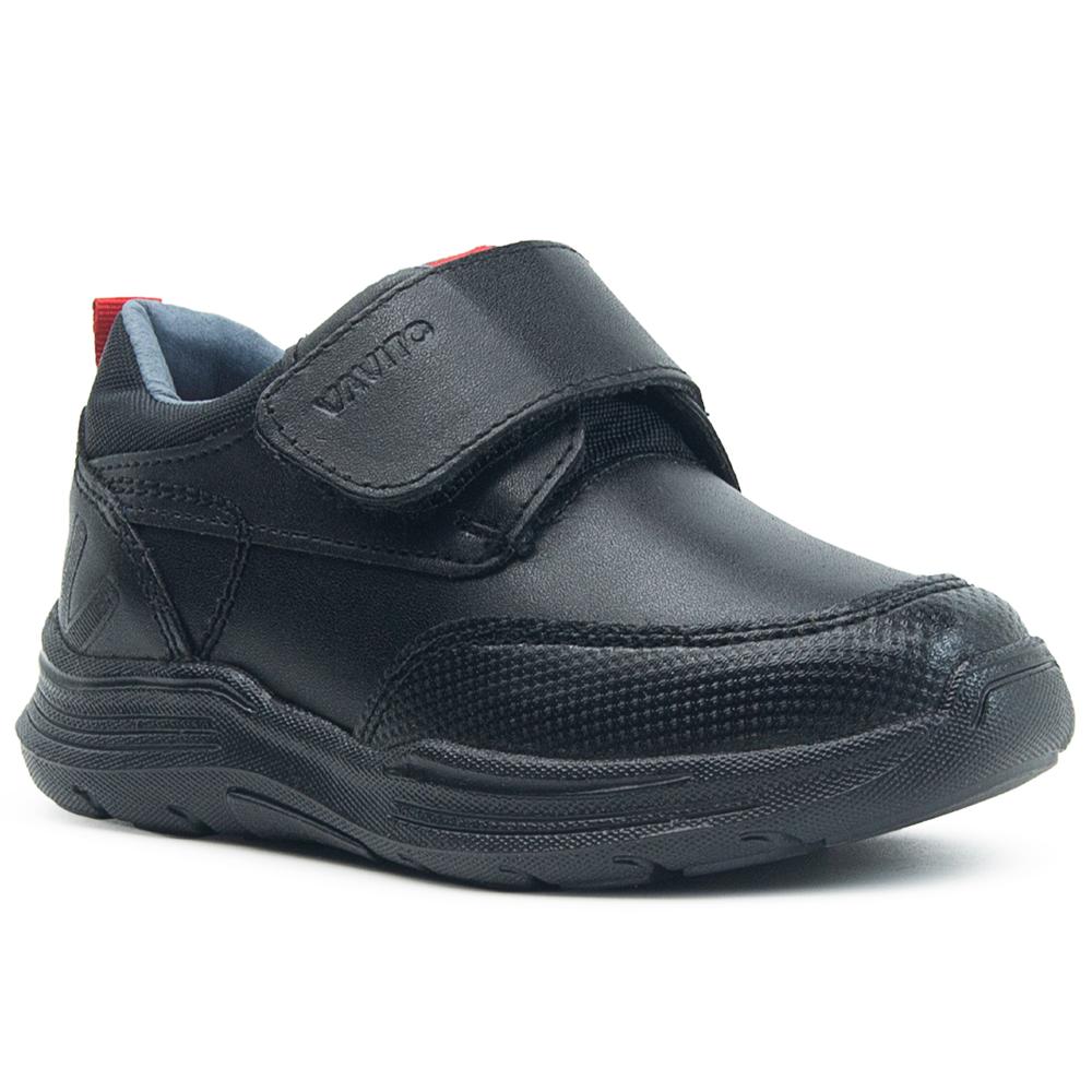 Foto 5 pulgar | Zapato Niño Escolar Piel Negro Vavito Velcro Antiderrapante Negro