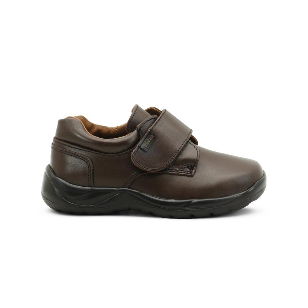 Zapato Escolar Para Niño Audaz 100% Piel Con Soporte De Arco Cafe
