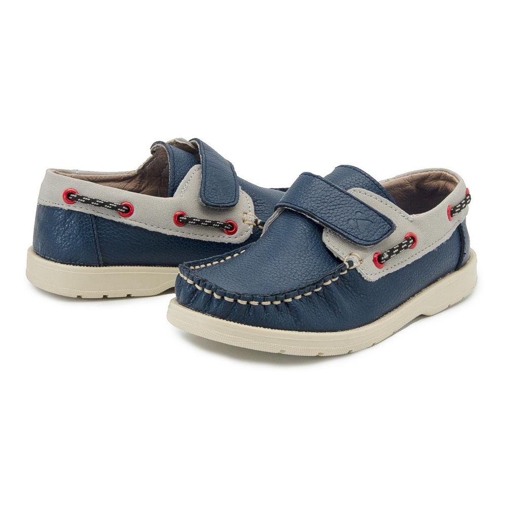 Foto 2 pulgar | Zapato Mocasin Velcro Niño Piel Karsten Marino 18-21 Azul Marino