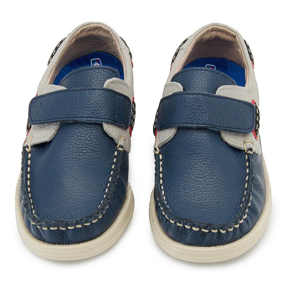 Foto 6 pulgar | Zapato Mocasin Velcro Niño Piel Karsten Marino 18-21 Azul Marino