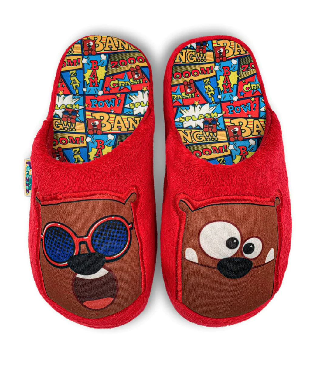 Pantufla Infantil Perezozaz Oso color Rojo