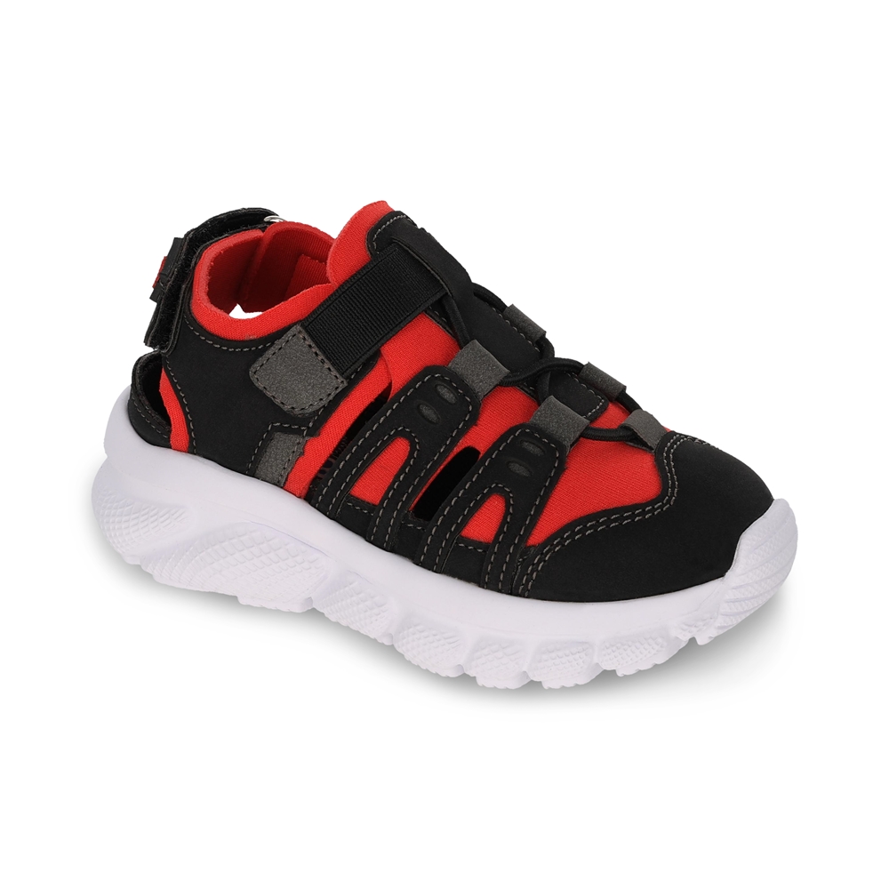 Sandalias Casuales Audaz Negros con Detalles en Rojo y Ajuste Velcro para Niño