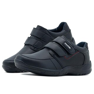 Foto 1 | Zapato Escolar Para Niño 100% Piel Antiderrapante Con Velcro Negro