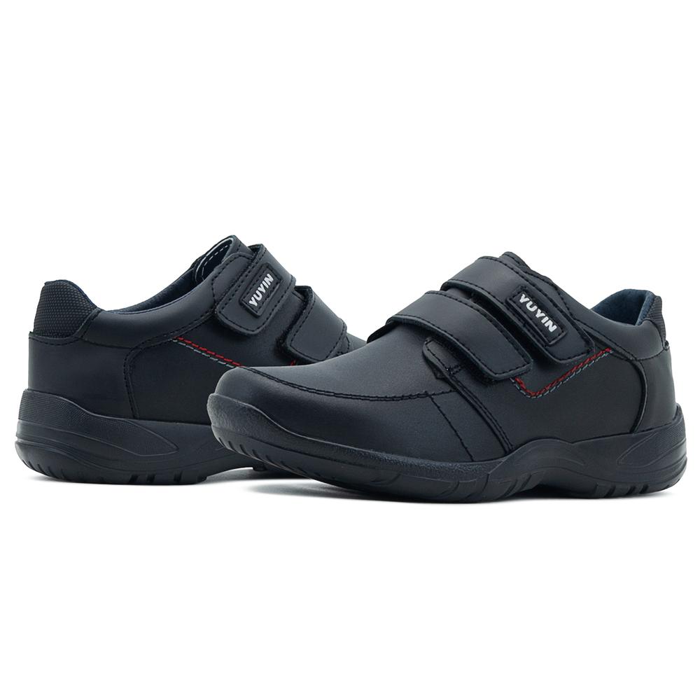 Foto 3 pulgar | Zapato Escolar Para Niño 100% Piel Antiderrapante Con Velcro Negro
