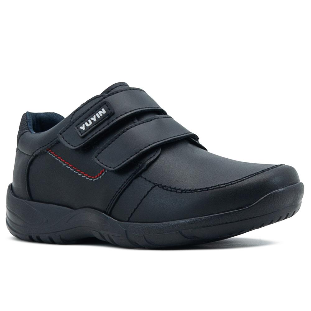 Foto 4 pulgar | Zapato Escolar Para Niño 100% Piel Antiderrapante Con Velcro Negro