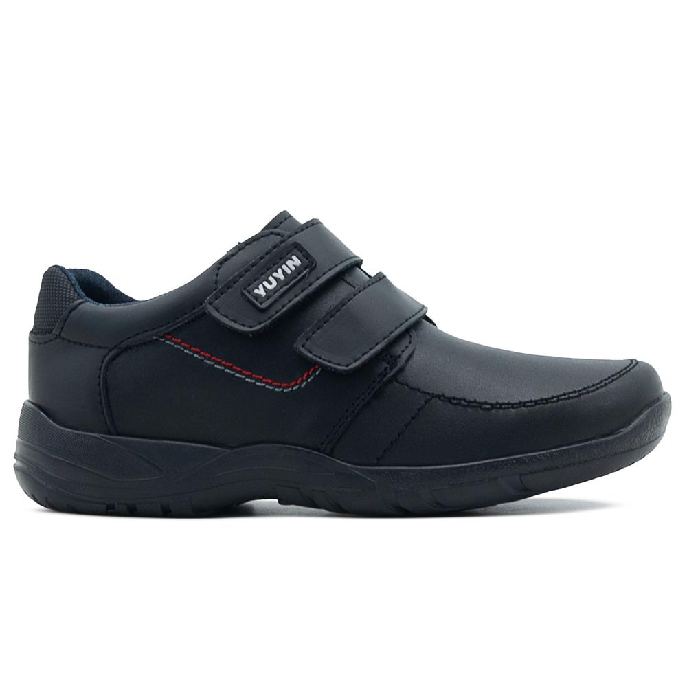 Foto 6 pulgar | Zapato Escolar Para Niño 100% Piel Antiderrapante Con Velcro Negro