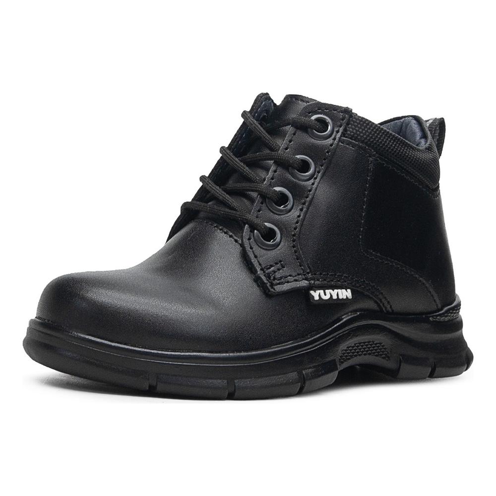 Foto 4 pulgar | Bota Escolar Niño Piel Cordones Vacuno Plantilla Confort Negro