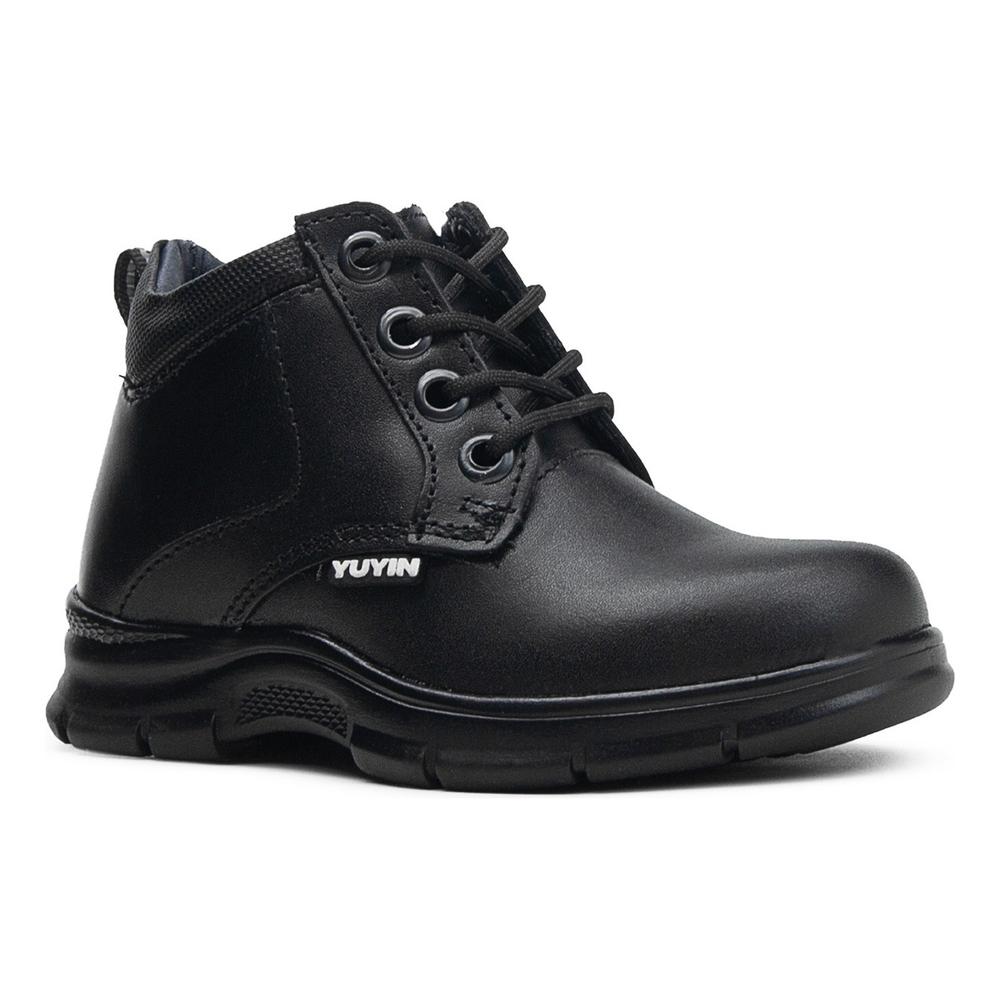 Foto 4 | Bota Escolar Niño Piel Cordones Vacuno Plantilla Confort Negro