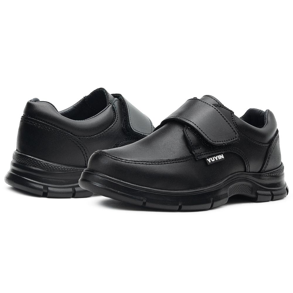 Foto 3 pulgar | Zapato Escolar Para Niño Antiderrapante Con Velcro De Piel Negro