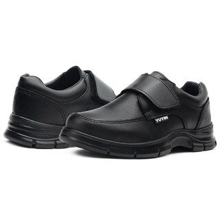 Foto 2 | Zapato Escolar Para Niño Antiderrapante Con Velcro De Piel Negro