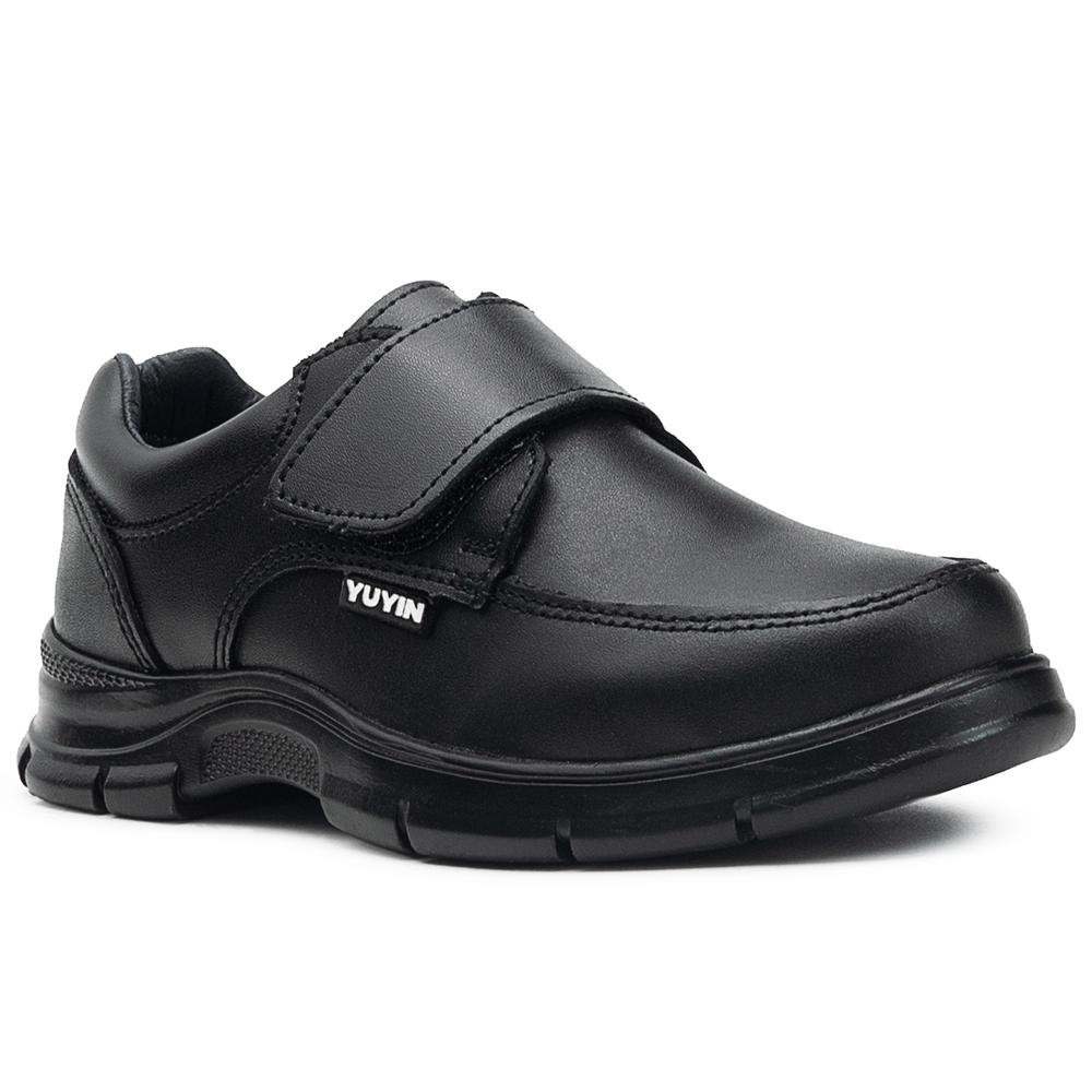 Foto 4 pulgar | Zapato Escolar Para Niño Antiderrapante Con Velcro De Piel Negro
