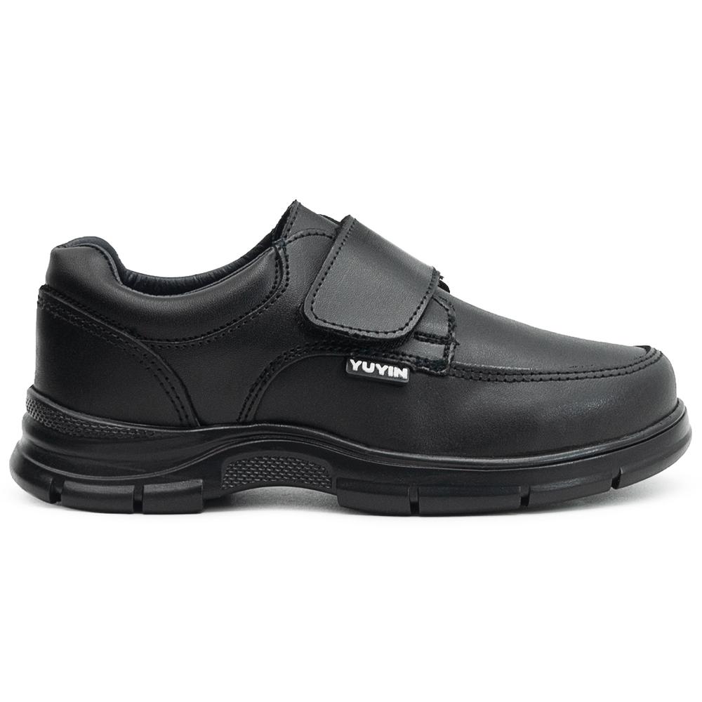Foto 6 pulgar | Zapato Escolar Para Niño Antiderrapante Con Velcro De Piel Negro