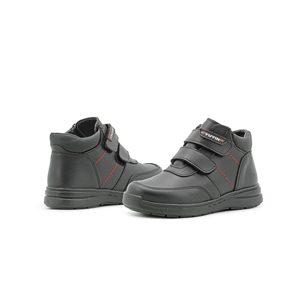 Foto 3 pulgar | Zapato Bota Escolar Para Niño Yuyin Piel Puntera Protección Negro