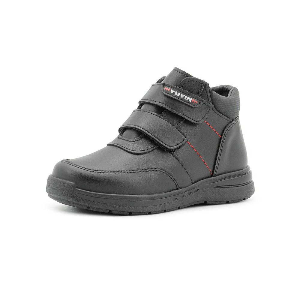 Foto 4 pulgar | Zapato Bota Escolar Para Niño Yuyin Piel Puntera Protección Negro
