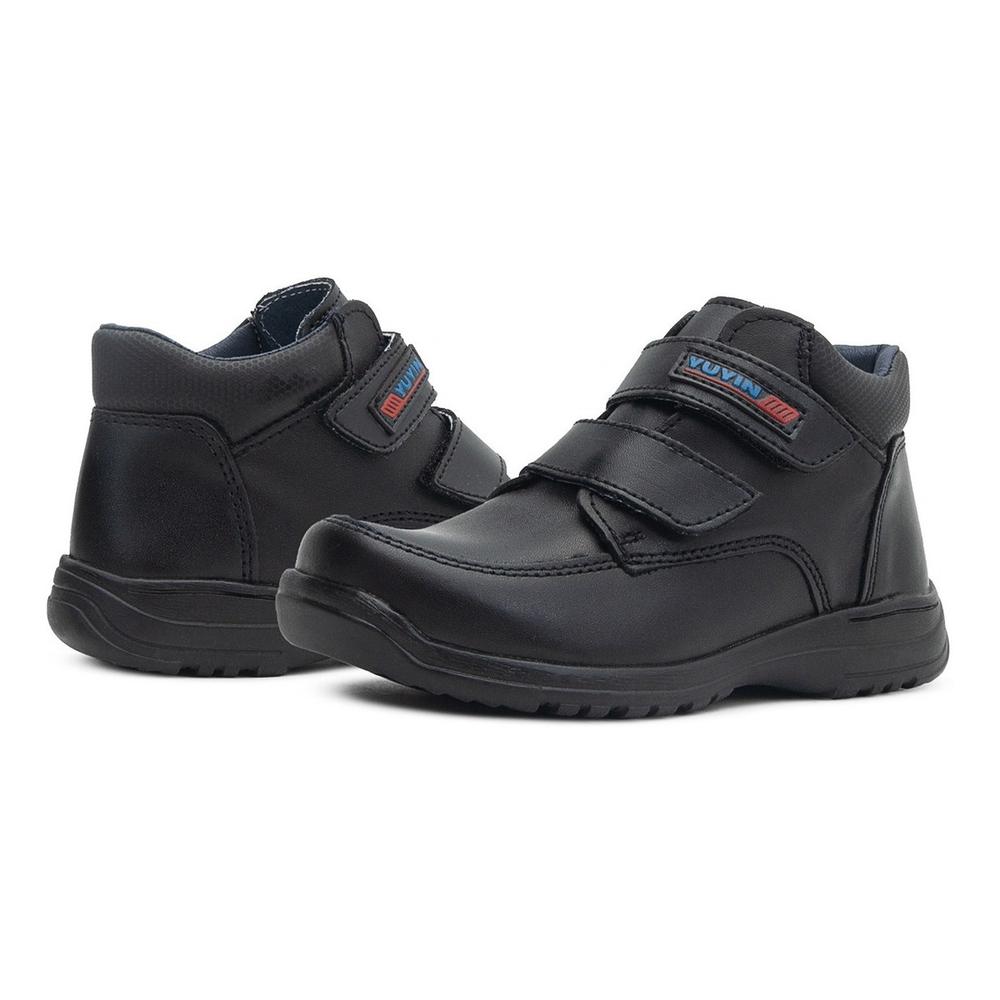 Foto 3 pulgar | Bota Escolar Yuyin Niño Antiderrapante 100% Piel Negro Negro