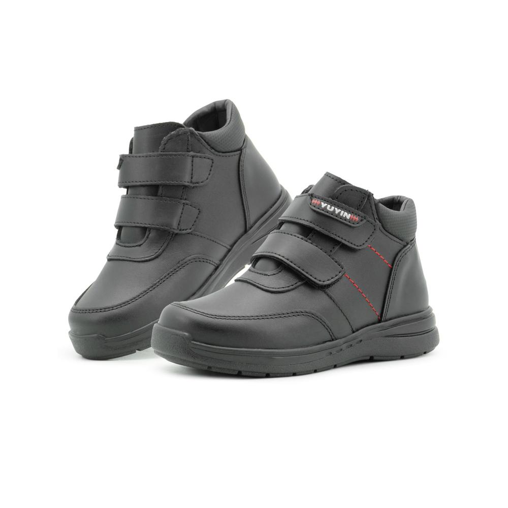 Foto 2 pulgar | Zapato Escolar Para Niño Bota Doble Velcro Antiderrapante Negro