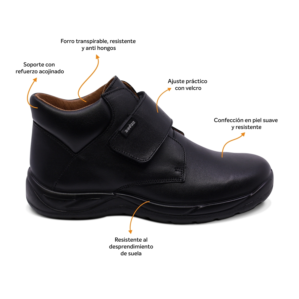 Foto 3 pulgar | Bota Escolar Audaz Para Niño De Piel Negro Tadeo Con Tira De Contacto