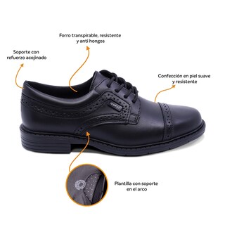 Foto 2 | Zapato Escolar Audaz Para Niño De Piel Negro Adams Con Diseño Perforado