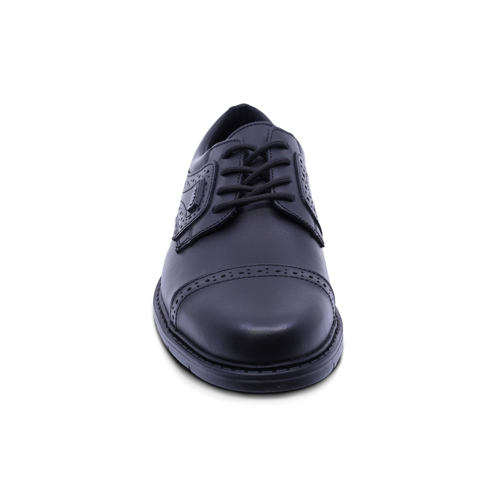 Foto 5 pulgar | Zapato Escolar Audaz Para Niño De Piel Negro Adams Con Diseño Perforado