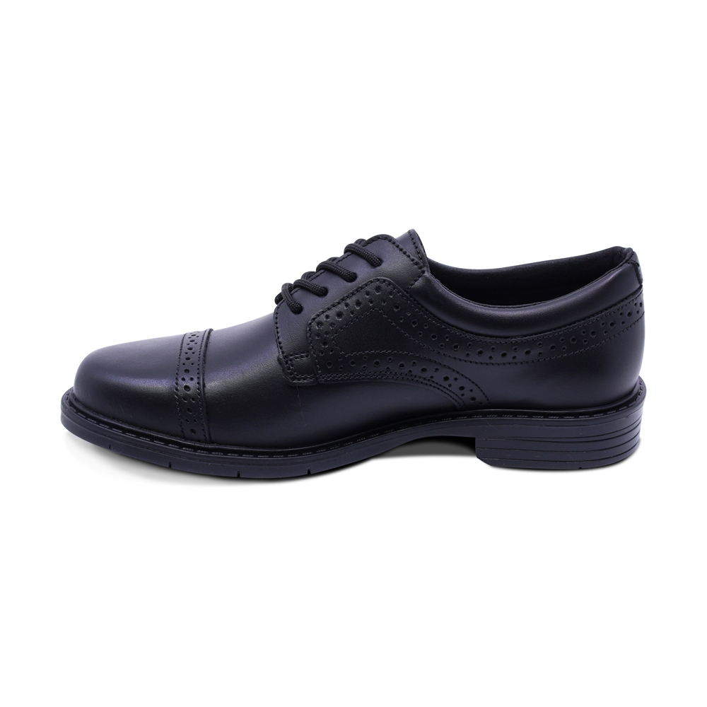 Foto 7 pulgar | Zapato Escolar Audaz Para Niño De Piel Negro Adams Con Diseño Perforado