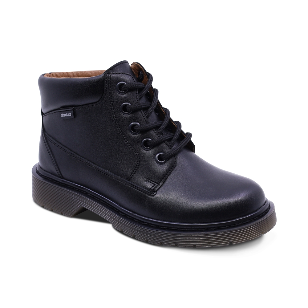 Foto 2 pulgar | Bota Escolar Audaz Para Niño De Piel Negro Martín Con Agujetas