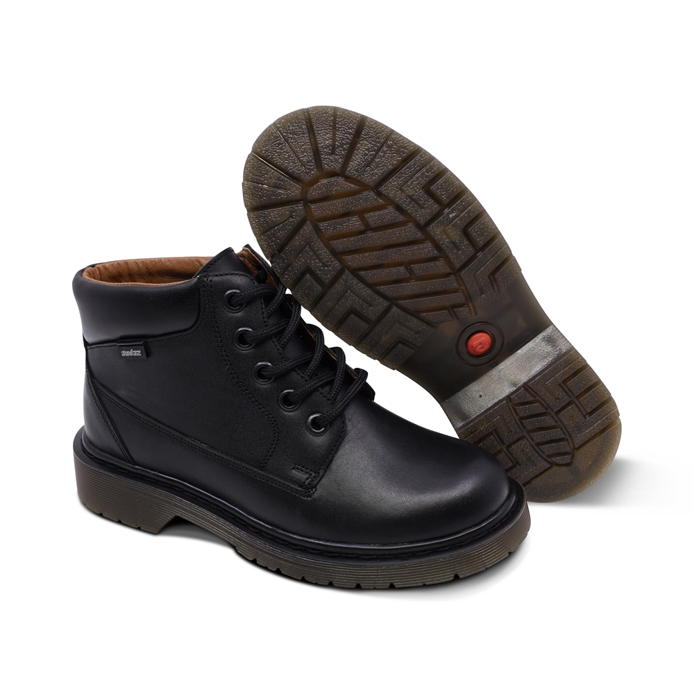 Foto 8 pulgar | Bota Escolar Audaz Para Niño De Piel Negro Martín Con Agujetas
