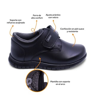 Foto 2 | Zapato Escolar Audaz Para Niño De Piel Negro Click Con Tira De Contacto