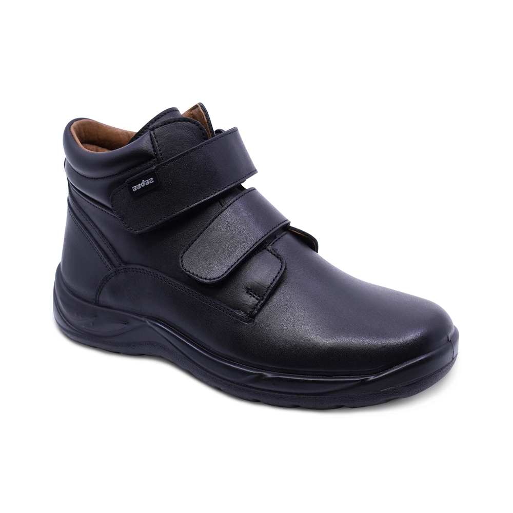 Bota Escolar Audaz Para Niño De Piel Negro Tadeo Con Doble Tira De Contacto