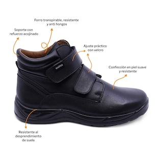 Foto 2 | Bota Escolar Audaz Para Niño De Piel Negro Tadeo Con Doble Tira De Contacto