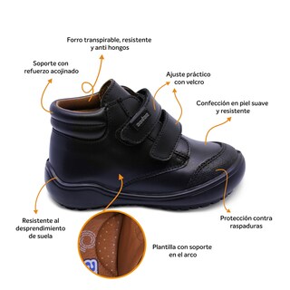 Foto 2 | Bota Escolar Audaz Para Niño De Piel En Negro Castor Con Puntera Antirraspaduras