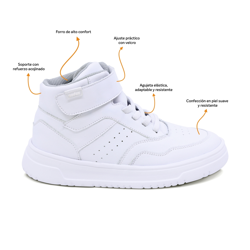 Foto 3 pulgar | Tenis Escolar Audaz Para Niño De Piel Blanco Raptor Con Ajuste Alto