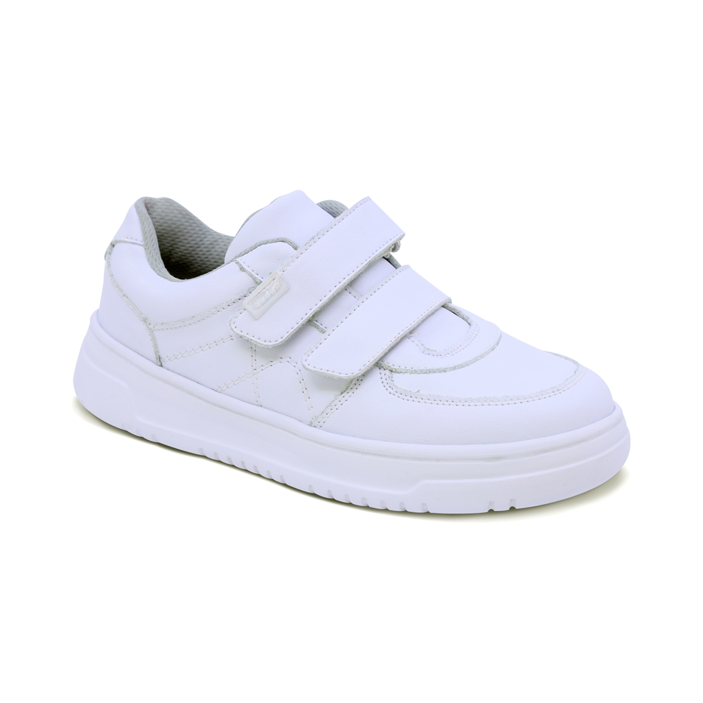 Foto 2 pulgar | Tenis Escolar Audaz Para Niño En Piel Blanco Raptor Con Doble Tira De Contacto