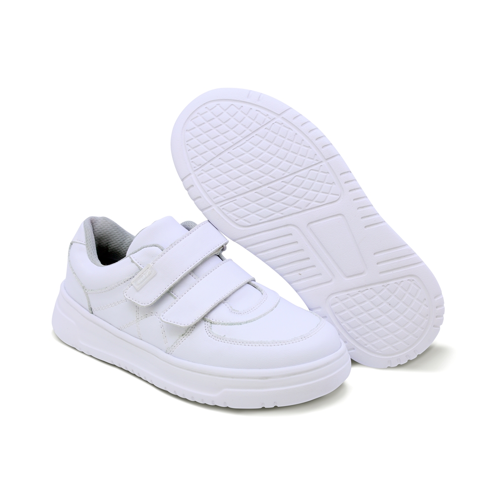 Foto 8 pulgar | Tenis Escolar Audaz Para Niño En Piel Blanco Raptor Con Doble Tira De Contacto