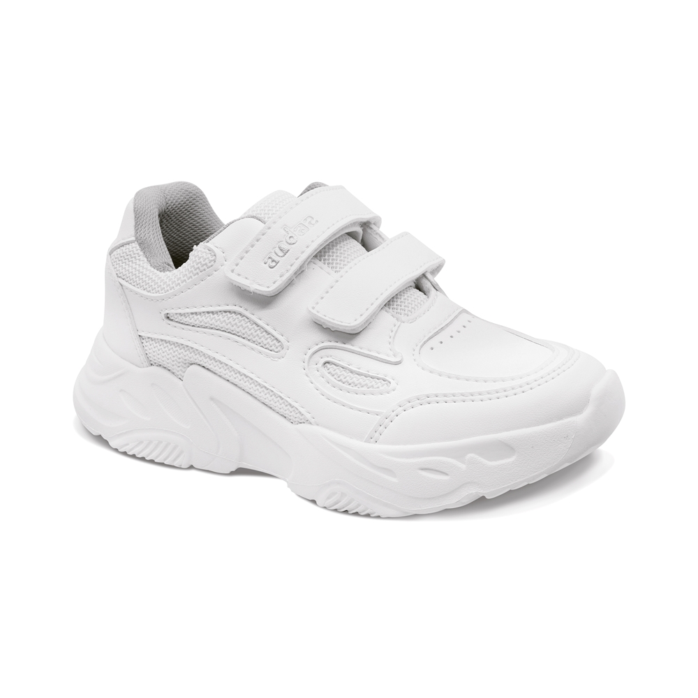 Tenis Escolar Audaz Para Niño Sintético Blanco Alien Con Doble Tira De Contacto