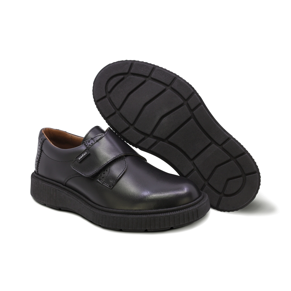 Foto 8 pulgar | Zapato Escolar Audaz Para Niño De Piel En Negro Igor Con Tira Guresa De Contacto